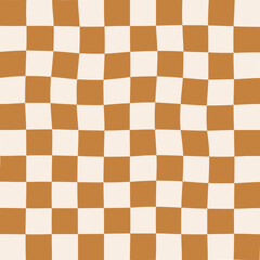 Seamless Repeat Modern Trendy Irregular Warped Wavy Check Checkered Checkerboard Pattern Subtle Brown