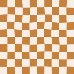 Seamless Repeat Modern Trendy Irregular Warped Wavy Check Checkered Checkerboard Pattern Subtle Brown