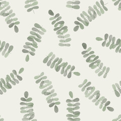 Sweet Eucalyptus Floral Seamless Repeat Pattern Watercolor Effect Style