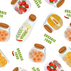 Seamless pattern with elements fruits and butter on an isolated background