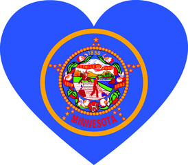 Flag of US federal state of Minnesota within a heart shape