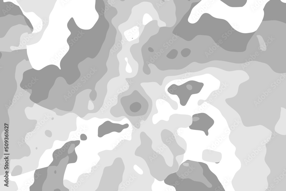 Wall mural Minimalist white camouflage background. Abstract military texture. Simple clothing style wavy camo pattern