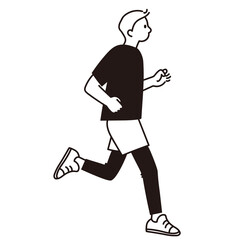 ジョギングをする男性の線画