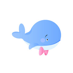 Little whale boy with a butterfly around his neck