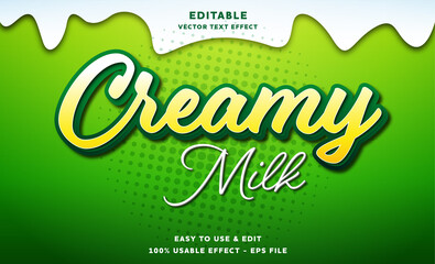 creamy milk editable text effect with modern and simple style, usable for logo or campaign title