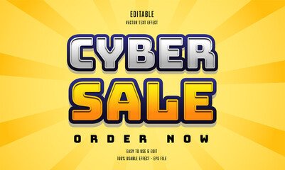cyber sale editable text effect with modern and simple style, usable for logo or campaign title