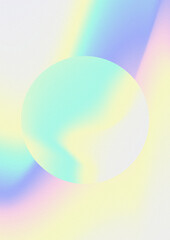 Iridescent gradient circle. Rainbow colors. Digital noise. Abstract y2k background. Vaporwave 80s, 90s style. Wall, wallpaper, print. Minimalist. Blue, turquoise, yellow, pink, purple, very peri	