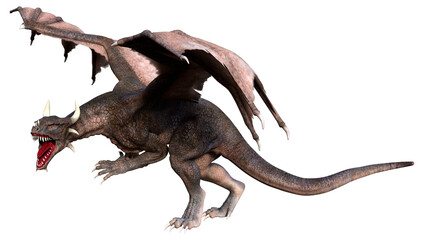 3D Rendering Fairy Tale Dragon on White