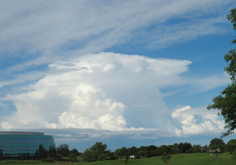 Thunderstorm looming over Wichita golf course on a Sunday morning. 