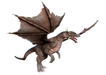 3D Rendering Fairy Tale Dragon on White