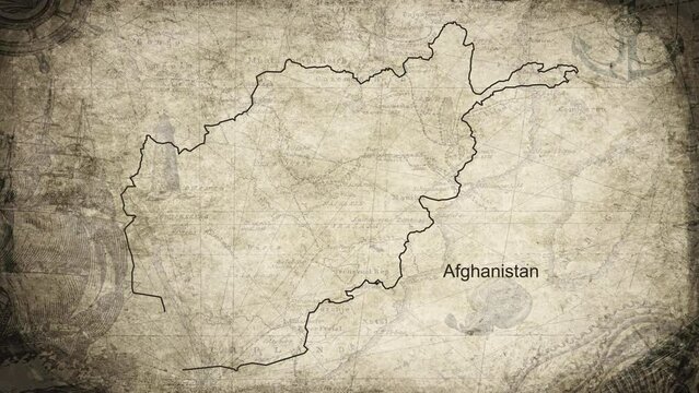 Afghanistan map drawn on a cartography background sheet of paper