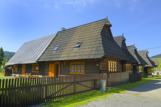 Podbiel - Traditional log cabins in folk architecture preservation area, Orava, Slovakia