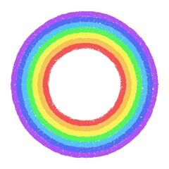 Rainbow colored circle hand painted with pastel crayons