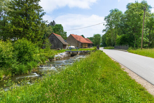 The Singold near Langerringen in Bavaria is an important industrial tributary of the water city of Augsburg