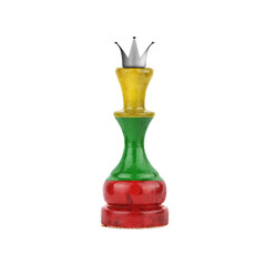 Chess Queen in the colors of the Lithuania Flag. Isolated on white background. Sport. Politics....