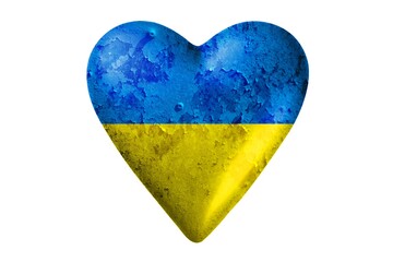 The symbol of the national flag of Ukraine in the form of a heart on texture background