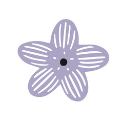A flower with five petals in doodle style. Vector isolated flower illustration.