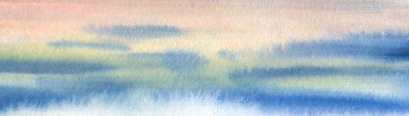 Watercolor abstract background. Drawing on paper with watercolors similar to clouds.