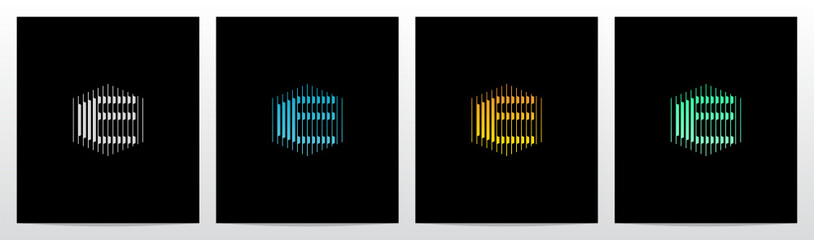 Lines Thick And Thin Hexagon Letter Logo Design E