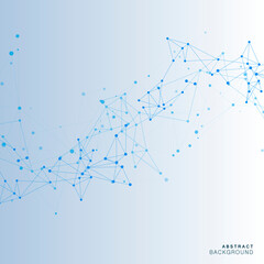 Graphic geometric web structure. Vector connecting dots and lines. Futuristic line fractal triangle. Low poly abstract background