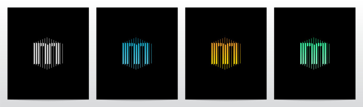 Lines Thick And Thin Hexagon Letter Logo Design M