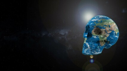 Fototapeta na wymiar earth in shape of a skull , abstract 3d illustration
