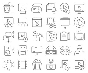 Video and cinema line icons collection. Thin outline icons pack. Vector illustration eps10