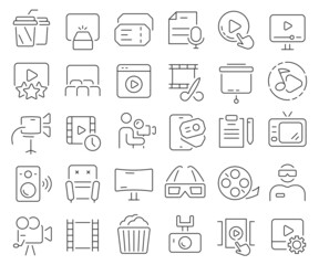 Video and cinema line icons collection. Thin outline icons pack. Vector illustration eps10