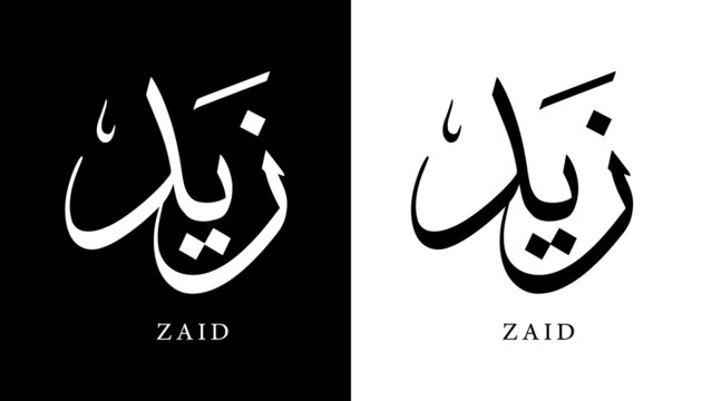 Arabic Calligraphy Name Translated "Zaid" Arabic Letters Alphabet Font Lettering Islamic Logo vector illustration