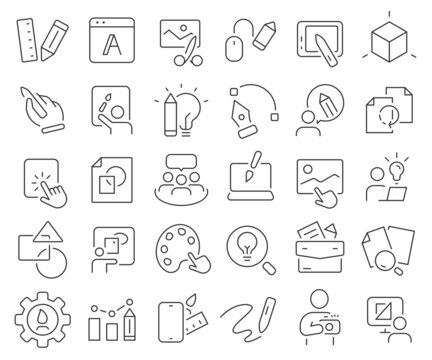 Graphic design line icons collection. Thin outline icons pack. Vector illustration eps10
