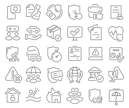 Insurance and protection line icons collection. Thin outline icons pack. Vector illustration eps10