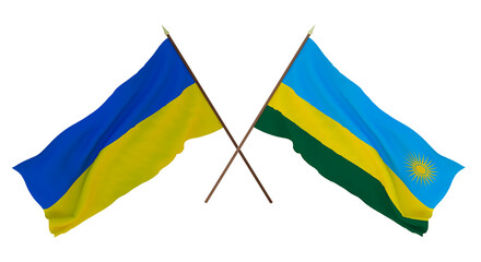 Background for designers, illustrators. National Independence Day. Flags of Ukraine and   Rwanda
