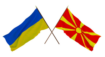 Background for designers, illustrators. National Independence Day. Flags of Ukraine and   Macedonia