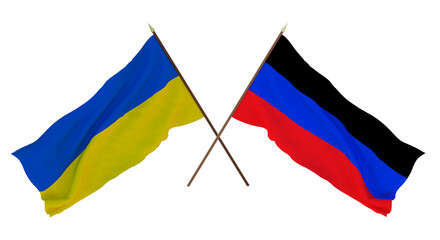 Background for designers, illustrators. National Independence Day. Flags of Ukraine and  Donetsk People's Republic