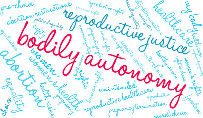 Bodily Autonomy Word Cloud on a white background. 