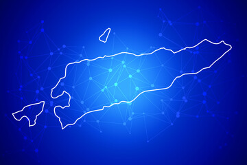 East Timor Map Technology  with network connection background