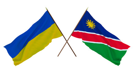 Background for designers, illustrators. National Independence Day. Flags of Ukraine and  Namibia