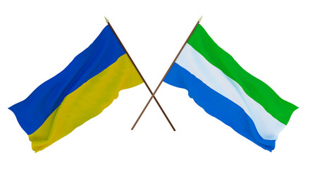 Background for designers, illustrators. National Independence Day. Flags of Ukraine and  Sierra-leone