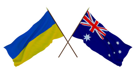 Background for designers, illustrators. National Independence Day. Flags of Ukraine and Australia