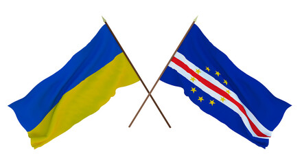 Background for designers, illustrators. National Independence Day. Flags of Ukraine and Cape Verde
