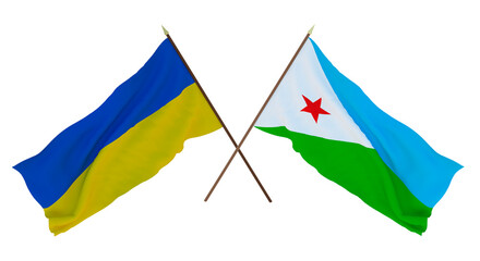 Background for designers, illustrators. National Independence Day. Flags of Ukraine and Djibouti