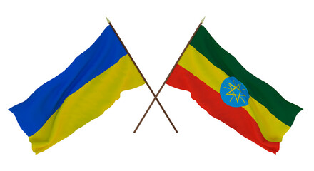 Background for designers, illustrators. National Independence Day. Flags of Ukraine and Ethiopia