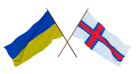 Background for designers, illustrators. National Independence Day. Flags of Ukraine and Faroe Islands
