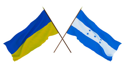 Background for designers, illustrators. National Independence Day. Flags of Ukraine and Honduras