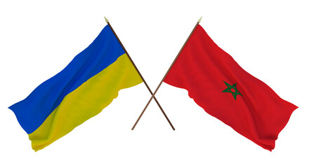 Background for designers, illustrators. National Independence Day. Flags of Ukraine and Mauritania