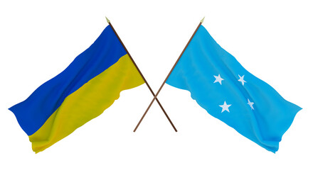 Background for designers, illustrators. National Independence Day. Flags of Ukraine and Micronesia