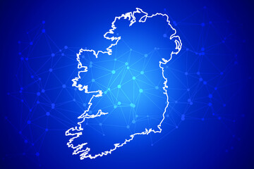 Ireland Map Technology with network connection background