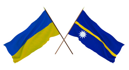 Background for designers, illustrators. National Independence Day. Flags of Ukraine and Nauru