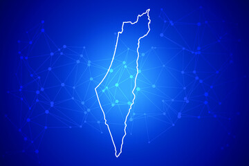 Israel Map Technology with network connection background