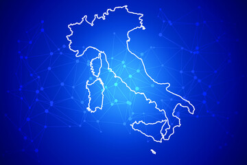 Italy Map Technology with network connection background